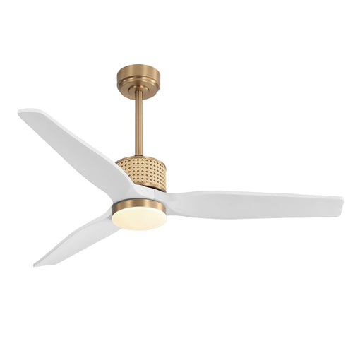 RattanLuxe | 52" Wood Blades Ceiling Fan with Light