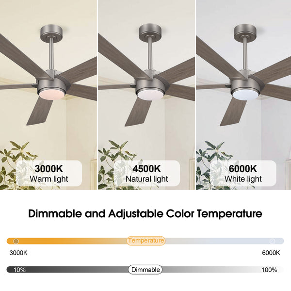 LumiWood | 64" Wood Blades Ceiling Fan with Light