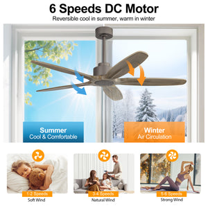 AirVora| 54" Wood Blades Ceiling Fan