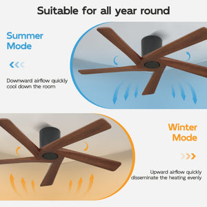 HaloAir | 48" Flush Mount Wood Blades Ceiling Fan