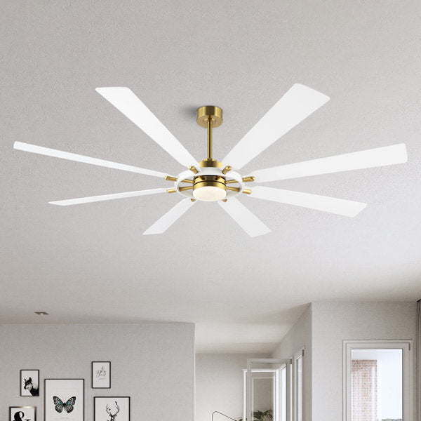 Ceiling Fan with Lights and Remote Control, Wood 8 Blades 6-Speed Noiseless  Reversible DC Motor, Modern Large Ceiling Fan for Office Bedroom Dining