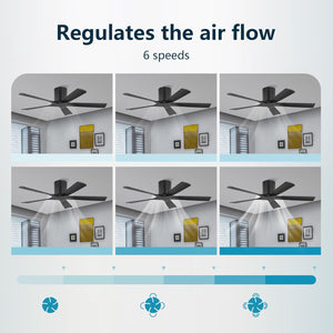 NestWave | 52" Flush Mount Wood Blades Ceiling Fan