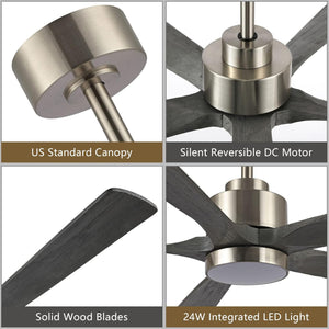 OakMist | 60" Wood Blades Ceiling Fan with Light