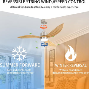 Florair | 64" Wood Ceiling Fan with Light