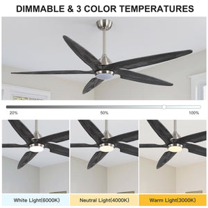Carvo | 64’’ Wood Blades Ceiling Fan with Light