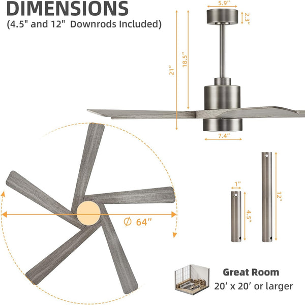 AeroGlow | 64" ABS Ceiling Fan with Light