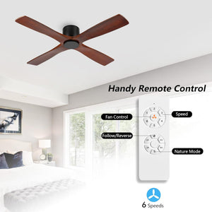 Serenity Air| 54" Flush Mount Wood Blades Ceiling Fan