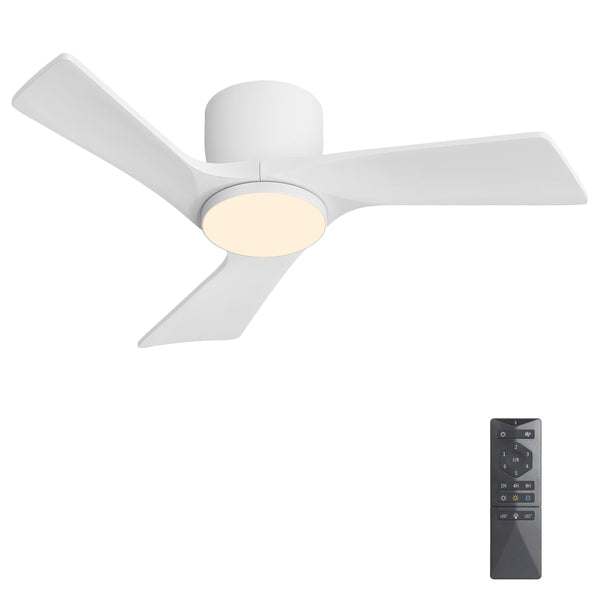 SkyLume | 36" Flush Mount Wood 3 Blades Ceiling Fan with Light