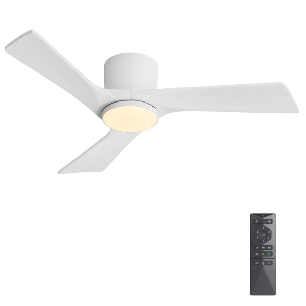 SkyLume | 42" Flush Mount Wood 3 Blades Ceiling Fan with Light