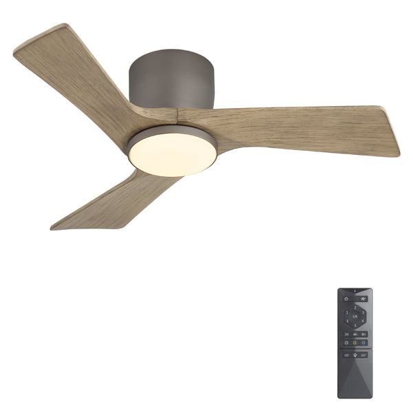 SkyLume | 36" Flush Mount Wood 3 Blades Ceiling Fan with Light