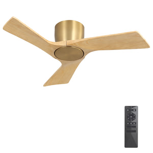 SkyLume | 36" Flush Mount Wood 3 Blades Ceiling Fan