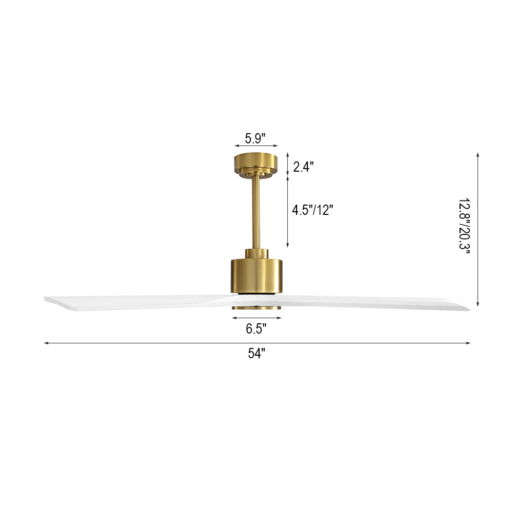 Wingbo Flying-MS DC Ceiling Fan without Lights, 4 Carved Solid Wood Blades,Brass & White