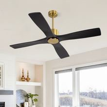 Load image into Gallery viewer, Wingbo Flying-MS DC Ceiling Fan without Lights, 4 Carved Solid Wood Blades,Brass &amp; Black
