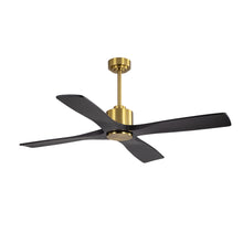 Load image into Gallery viewer, Wingbo Flying-MS DC Ceiling Fan without Lights, 4 Carved Solid Wood Blades,Brass &amp; Black
