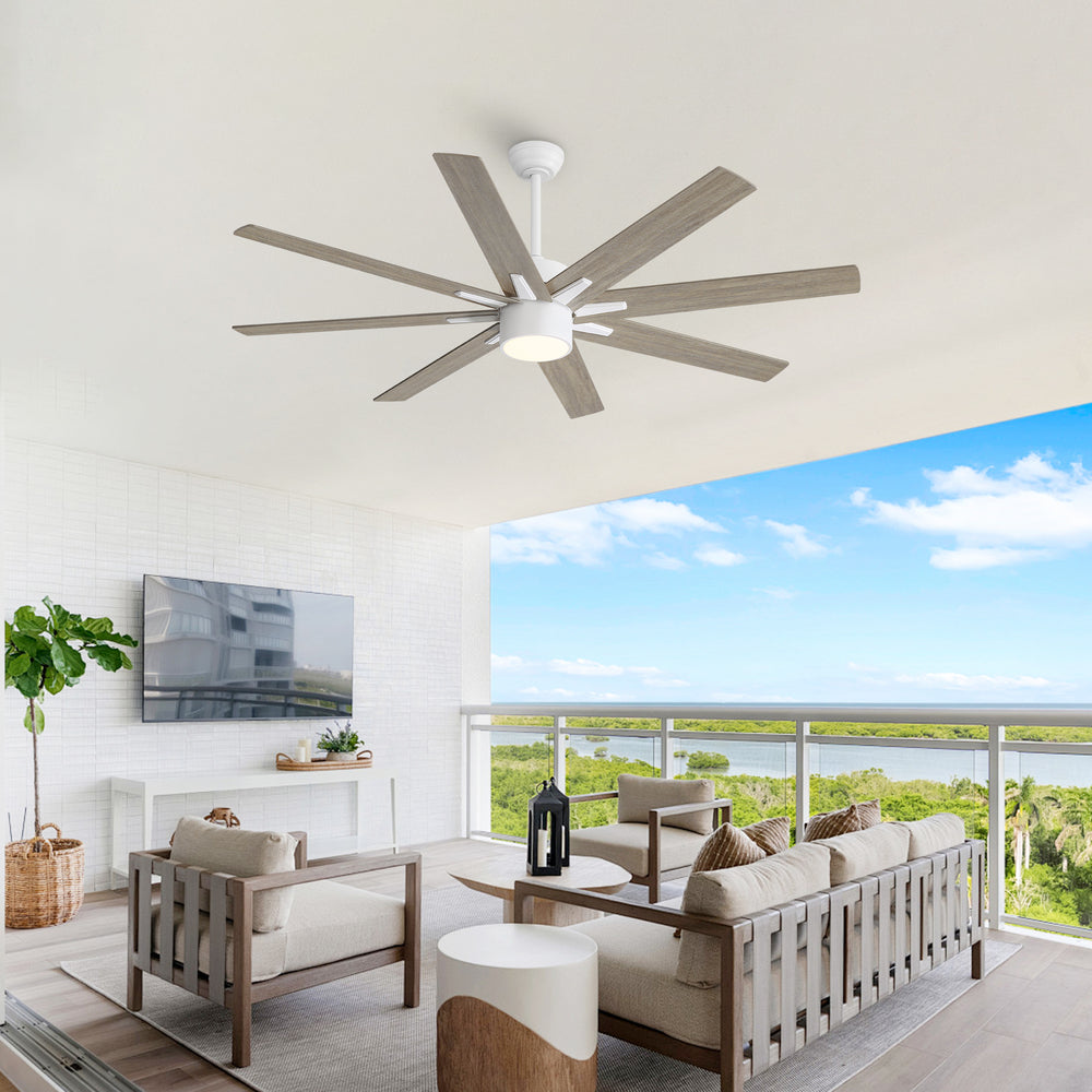 Climora | 64’’ Wood Blades Ceiling Fan with light