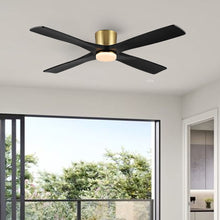 Load image into Gallery viewer, Wingbo Flying-Pro Flush Mount DC Ceiling Fan with Lights, Wood Blades,Brass &amp; Black
