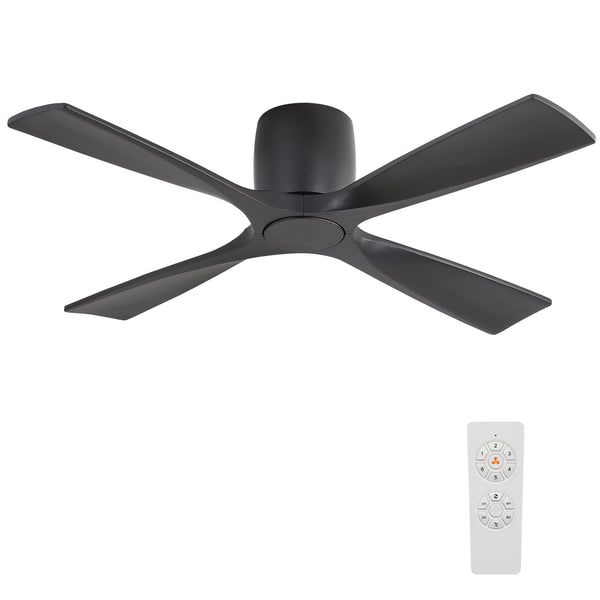 Whisora | 54" Flush Mount Wood 4 Blades Ceiling Fan