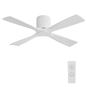 Whisora | 54" Flush Mount Wood 4 Blades Ceiling Fan