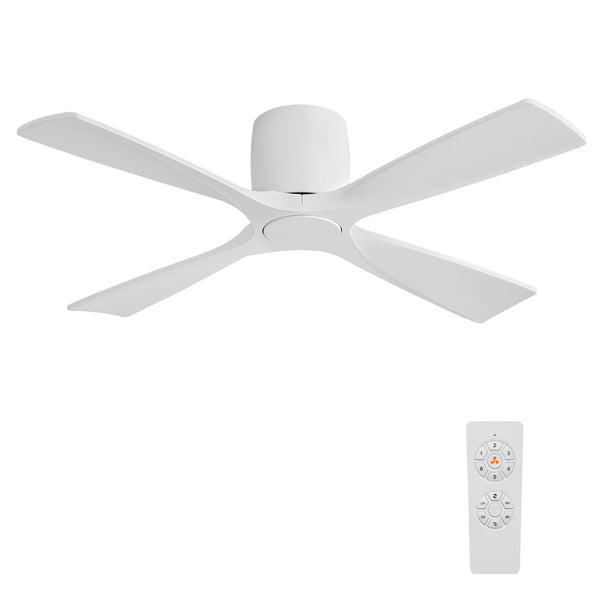 Whisora | 54" Flush Mount Wood 4 Blades Ceiling Fan