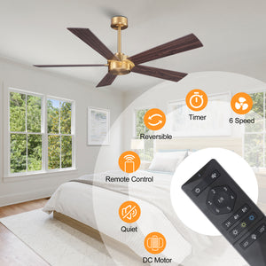 LumiWood | 54" Wood Blades Ceiling Fan