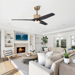 RattanLuxe | 52" Wood Blades Ceiling Fan with Light