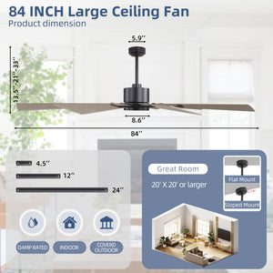 GearBloom | 84" Wood Blades Ceiling Fan with Light