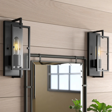 Load image into Gallery viewer, ELYMIEO Industrial Wall Sconce Set of 2, Farmhouse Style Black Wall Lighting Fixture
