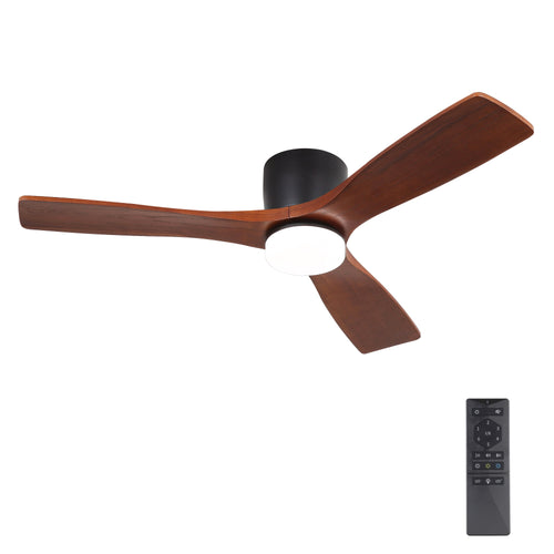 Calmo | 48’’ Flush Monut Wood Blades Ceiling Fan with Light