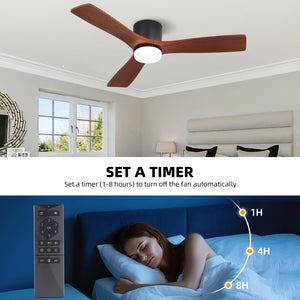 Calmo | 48’’ Flush Monut Wood Blades Ceiling Fan with Light