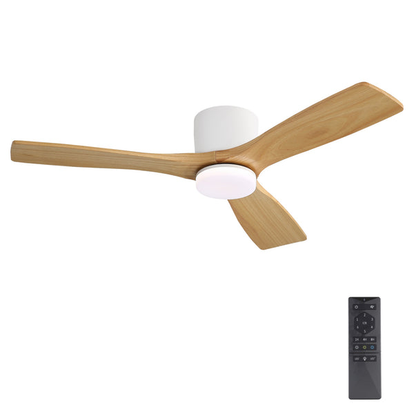 Calmo | 48’’ Flush Monut Wood Blades Ceiling Fan with Light