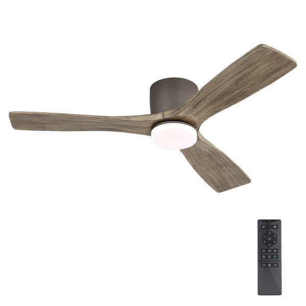 Calmo | 48’’ Flush Monut Wood Blades Ceiling Fan with Light
