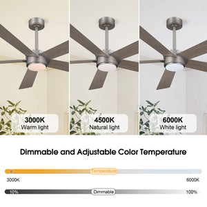 LumiWood | 64" Wood Blades Ceiling Fan with Light