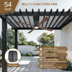 Coolynx | 54" Wet-Rated Ceiling Fan with Light