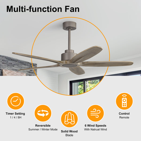 AirVora| 54" Wood Blades Ceiling Fan