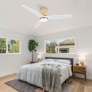 RattanAura | 52" Flush Mount Wood Blades Ceiling Fan with Light