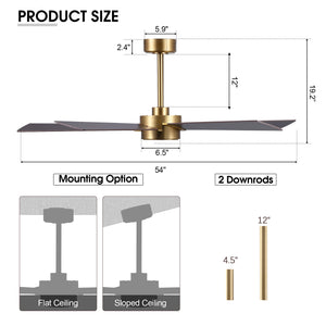 LumiWood | 54" Wood Blades Ceiling Fan