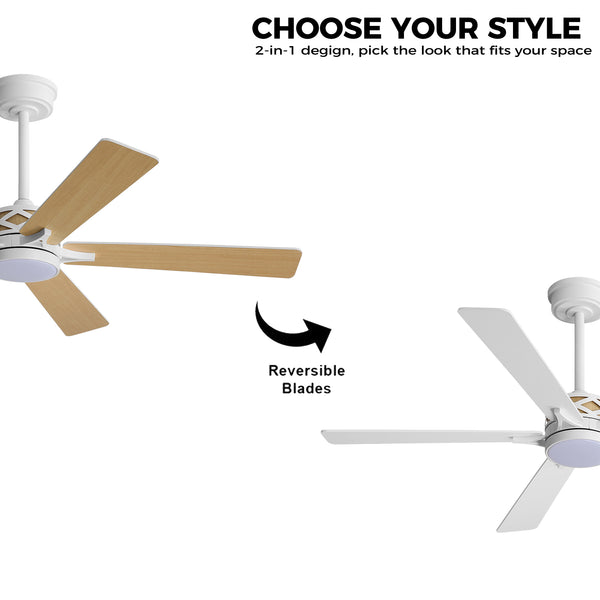 VentiLux | 52’’ Smart ABS Blades Ceiling Fan With Light