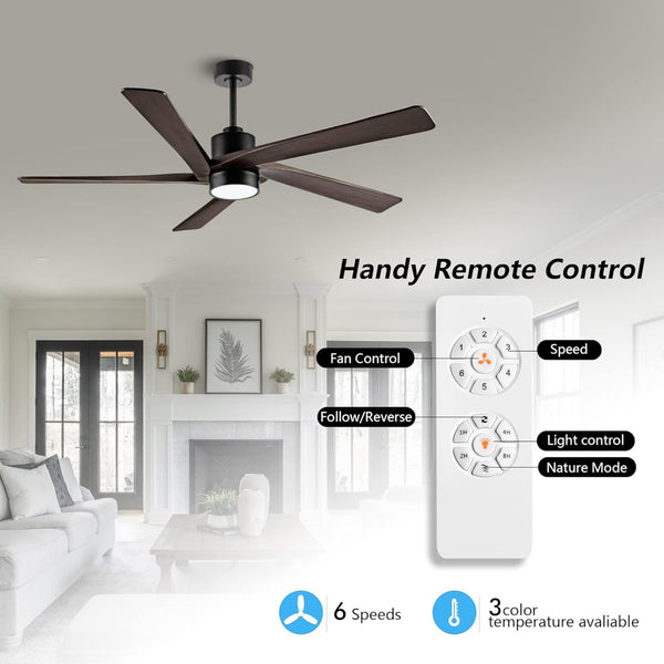 Zephyr Breeze | 64" Wood Blades Ceiling Fan with Light