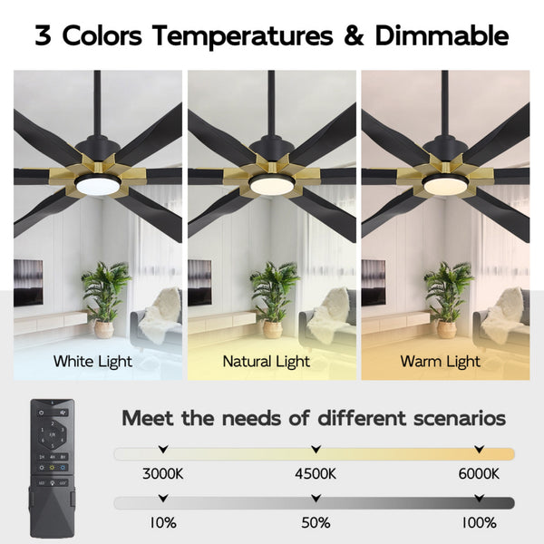 Aurevo | 78’’ ABS Blades Ceiling Fan with Light