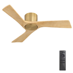 SkyLume | 42" Flush Mount Wood 3 Blades Ceiling Fan