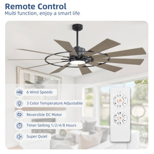 GearBloom | 84" Wood Blades Ceiling Fan with Light
