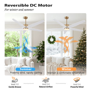 RattanElegance | 60" Wood Blades Ceiling Fan with Light