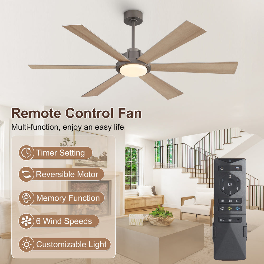 Velaris | 60"  6 Plywood Blades Ceiling Fan with Light