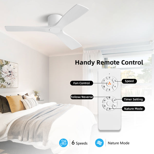 Calmo | 48’’ Flush Mount Wood Blades Ceiling Fan