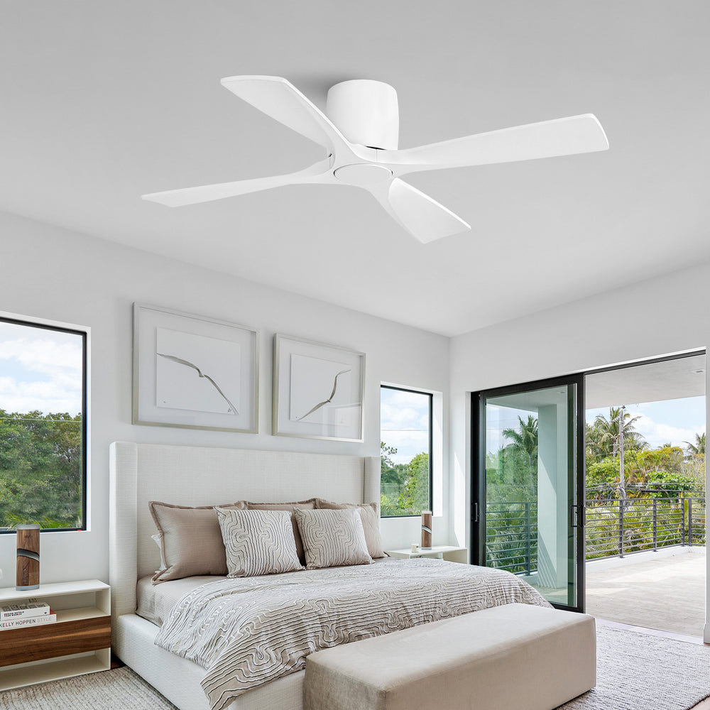 Whisora | 48" Flush Mount Wood 4 Blades Ceiling Fan