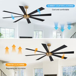 Wallisgo | 60" Wood Blades Ceiling Fan