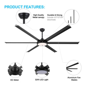 AeroTitan | 96" Aluminum Ceiling Fan with Light