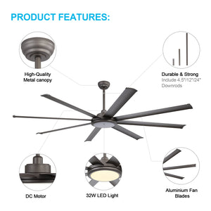 SkySpan | 64" Aluminum Blades Ceiling Fan with Light