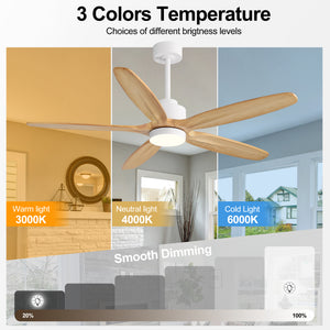 AirVora| 54" Wood Blades Ceiling Fan with Light