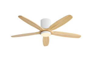 Auralis | 54" Flush Mount Wood 5 Blades Ceiling Fan with Light